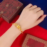 Flowers Relief Bangle Bracelets 24K Filled Jewelry Wedding Accessory