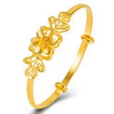 Flowers Relief Bangle Bracelets 24K Filled Jewelry Wedding Accessory