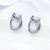 Real Silver Earring Micro Pave Oval Cubic Zircon Jewelry 925 Sterling Silver