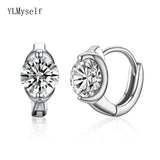 Real Silver Earring Micro Pave Oval Cubic Zircon Jewelry 925 Sterling Silver