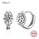 Real Silver Earring Micro Pave Oval Cubic Zircon Jewelry 925 Sterling Silver
