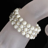 Layers Charms Bridal's Pearl & Crystal Bracelet Bangles for Wedding