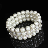 Layers Charms Bridal's Pearl & Crystal Bracelet Bangles for Wedding