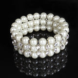 Layers Charms Bridal's Pearl & Crystal Bracelet Bangles for Wedding