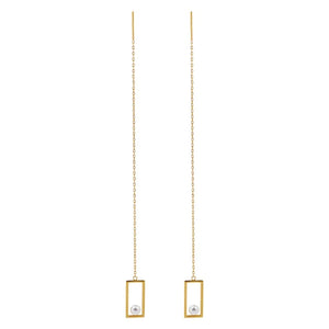 Geometric Drop Chain Earring 925 Sterling Silver Fine Earring