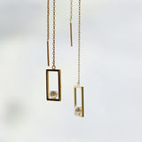 Geometric Drop Chain Earring 925 Sterling Silver Fine Earring