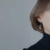 Geometric Drop Chain Earring 925 Sterling Silver Fine Earring