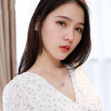 Purple Pearl & Zircon Diamonds Pendant Necklace for Women