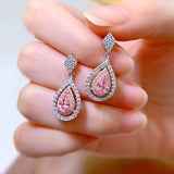 Pink Diamond 4 * 7mm Earrings 925 Silver