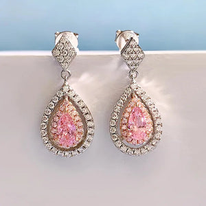 Pink Diamond 4 * 7mm Earrings 925 Silver