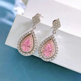 Pink Diamond 4 * 7mm Earrings 925 Silver