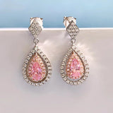 Pink Diamond 4 * 7mm Earrings 925 Silver