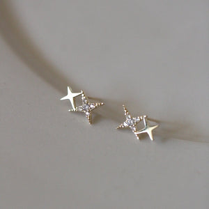 Star Earrings 925 Sterling Silver Double Layered Fine Jewelry
