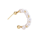 Semi-Circle C Niche Pearl Earrings Real S925 DIY Jewelry