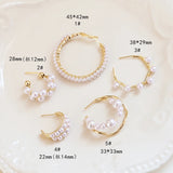 Semi-Circle C Niche Pearl Earrings Real S925 DIY Jewelry