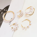 Semi-Circle C Niche Pearl Earrings Real S925 DIY Jewelry