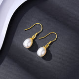 Freshwater Pearls 925 Silver Dangle Earrings Hooks Beads Eardrop