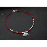 Elephant 925 Silver Anklet Red Thread Foot Chain