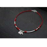 Elephant 925 Silver Anklet Red Thread Foot Chain