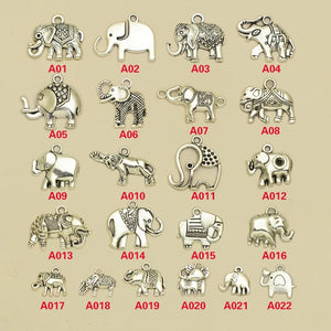 Elephant Charms, Silver Plated Pendants for Jewelry Making