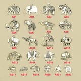 Elephant Charms, Silver Plated Pendants for Jewelry Making