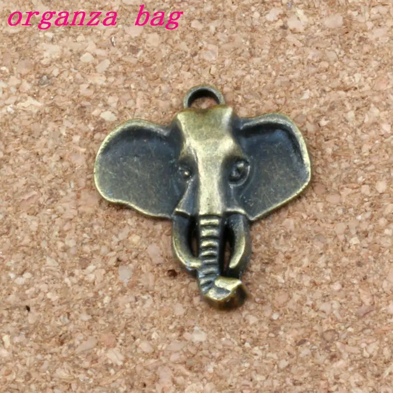 100Pcs Elephant Head Charms Pendants 22.8x26.2mm Antique Bronze DIY Jewelry