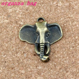 100Pcs Elephant Head Charms Pendants 22.8x26.2mm Antique Bronze DIY Jewelry