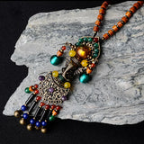Elephant Mouse God vintage necklace glass glazed vintage jewelry