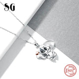 Elephant Rose Heart Pendant Chain 925 Sterling Silver Animal Necklace For Women