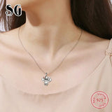 Elephant Rose Heart Pendant Chain 925 Sterling Silver Animal Necklace For Women