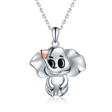 Elephant Rose Heart Pendant Chain 925 Sterling Silver Animal Necklace For Women