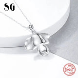 Elephant Rose Heart Pendant Chain 925 Sterling Silver Animal Necklace For Women