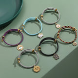 Elephant Star Evil Eye Heart Charms Bracelet for Women Boho Chains Bangle