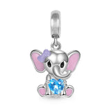 Elephant Family Charm Pendant Bead for Silver 925 Bracelet DIY Jewelry