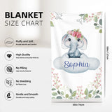 Customizable Elephant Name Blanket Warm Winter Throw