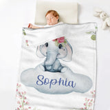 Customizable Elephant Name Blanket Warm Winter Throw