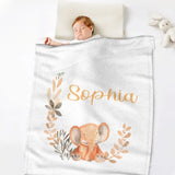 Customizable Elephant Name Blanket Warm Winter Throw