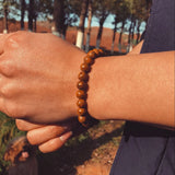 Elephantskin Stone Beaded Strand Bracelet Men Elastic Rope Stone Jewelry