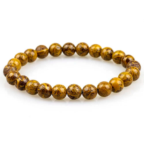 Elephantskin Stone Beaded Strand Bracelet Men Elastic Rope Stone Jewelry