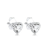 925 Sterling Silver Elevated Heart Earrings for Women