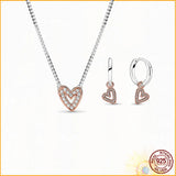 Heart Necklace and Earring Set 925 Sterling Silver Birthday Gift