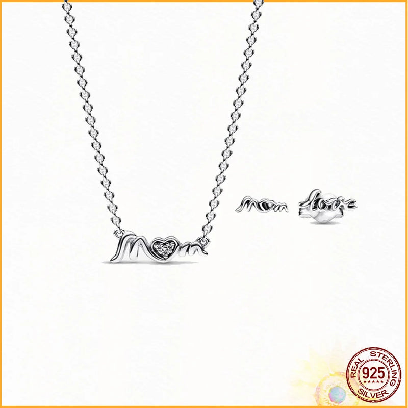 Heart Necklace and Earring Set 925 Sterling Silver Birthday Gift