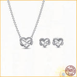 Heart Necklace and Earring Set 925 Sterling Silver Birthday Gift