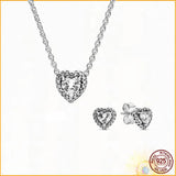 Heart Necklace and Earring Set 925 Sterling Silver Birthday Gift