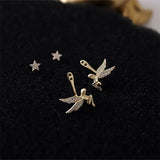 925 Silver Elf Stud Earrings with Zircon Angel Star Design