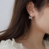 925 Silver Elf Stud Earrings with Zircon Angel Star Design