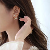 925 Silver Elf Stud Earrings with Zircon Angel Star Design