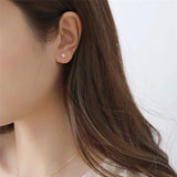 925 Silver Elf Stud Earrings with Zircon Angel Star Design
