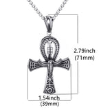 Elfasio Ankh Cross Pendant Necklace Stainless Steel Egyptian Symbol Protection
