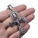 Elfasio Ankh Cross Pendant Necklace Stainless Steel Egyptian Symbol Protection